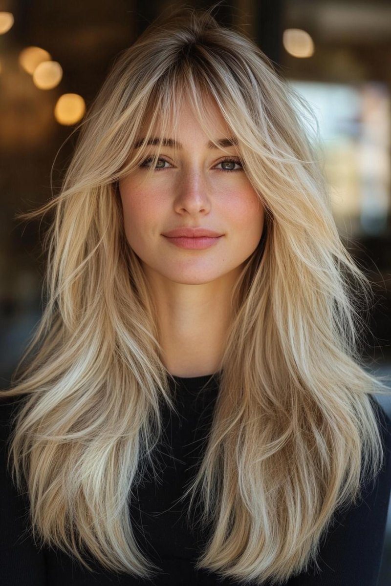 Blonde wispy curtain bangs inspiration