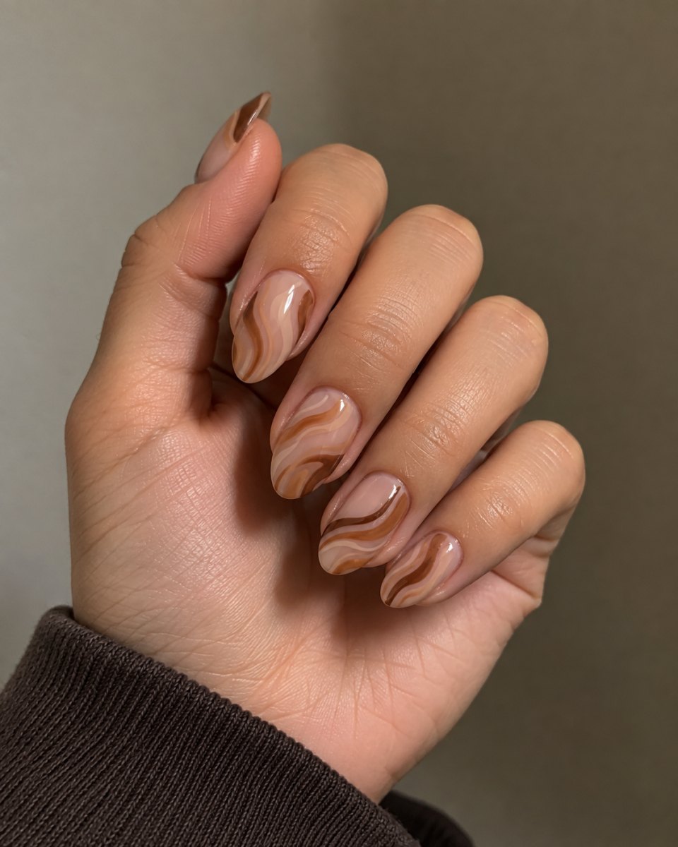 caramel swirl nail art