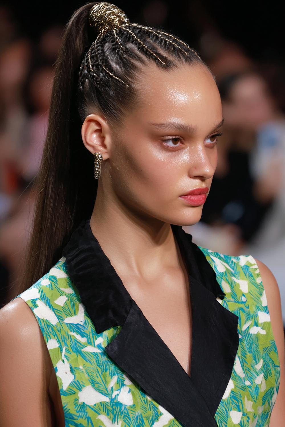 17. Runway Celebrity Inspired Hairstyles 2026 Braided Ponytail with Sleek Top