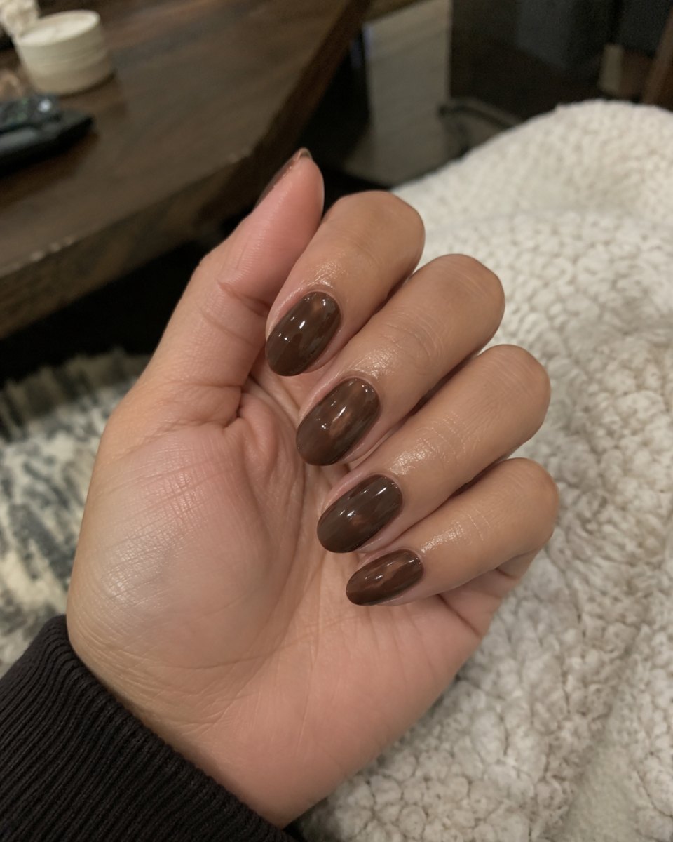 chocolate glaze neutral nails