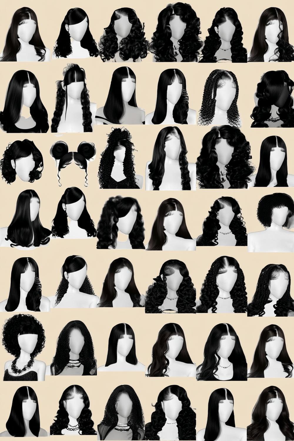 Wig Collection Display Grid