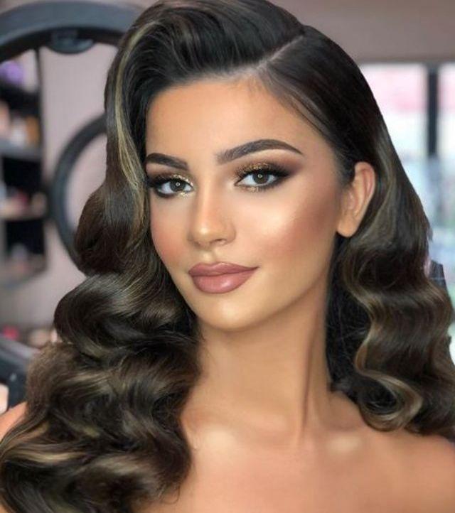 Dark hair Hollywood waves
