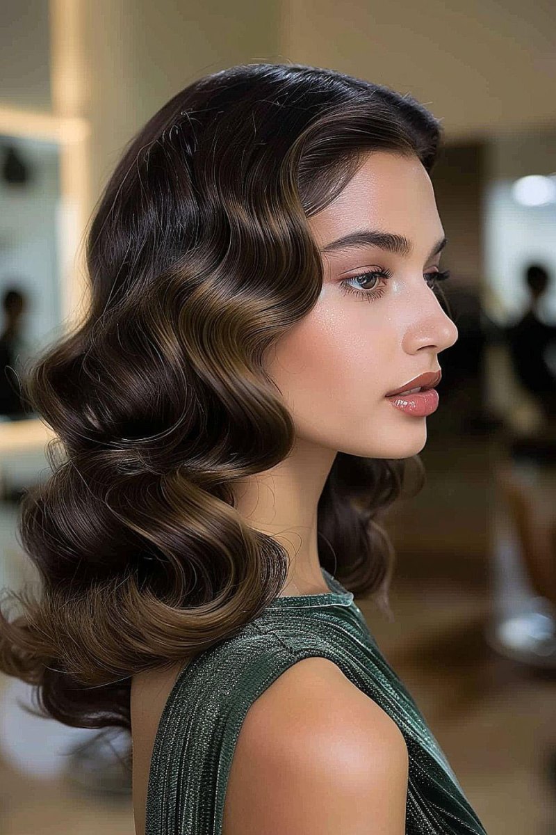 Kurze Hollywood Wellen offene Haare im Retro Bob Stil