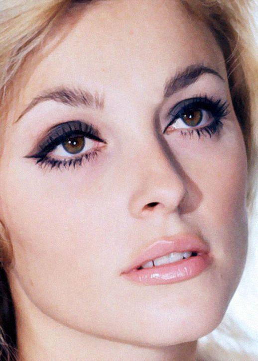 Sharon Tate winged eyeliner and lashes