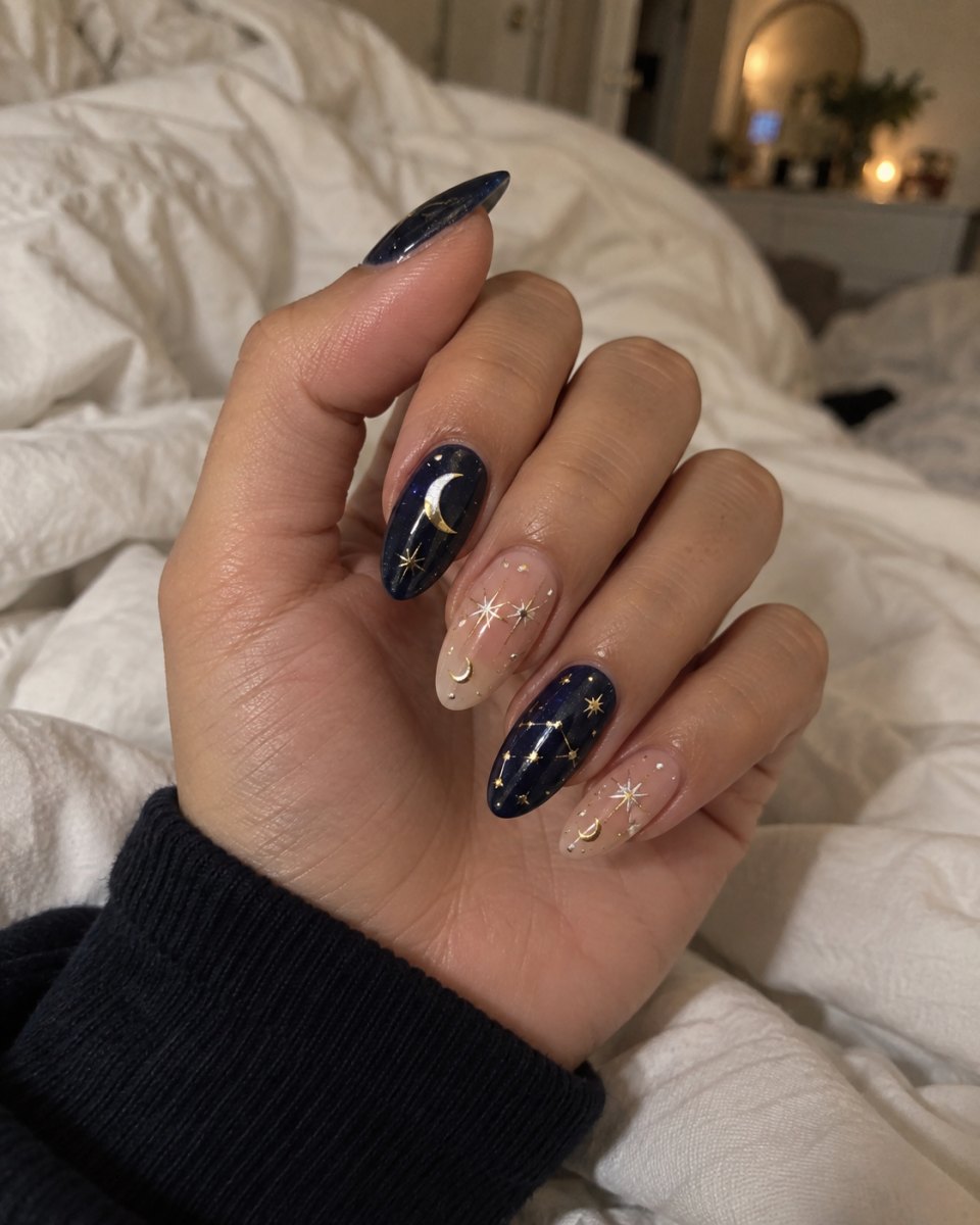 Celestial starry nails