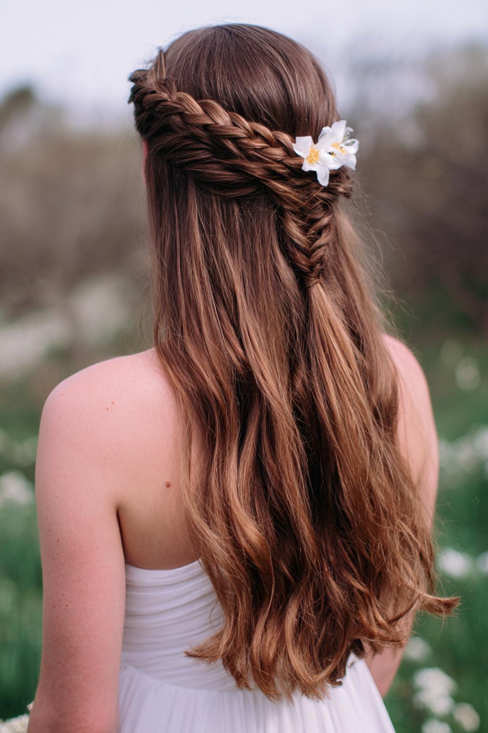 12. Braided Headband Hairstyle with Hidden Braid and Loose Lengths