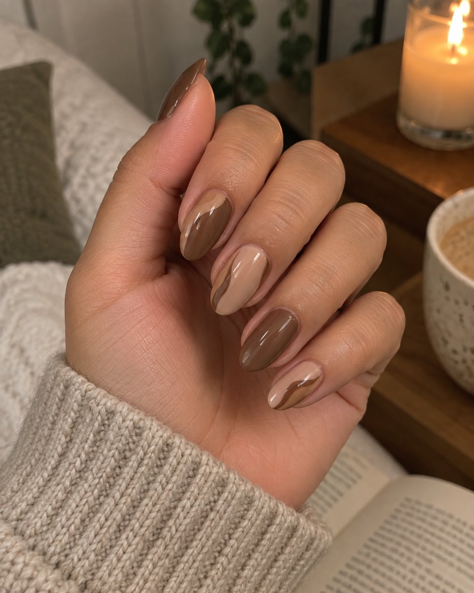 elegant brown nude nails