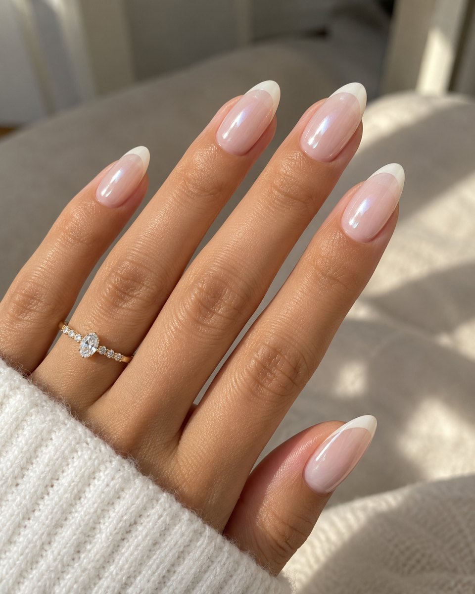 Bridal inspired Hailey Bieber glazed donut french tips