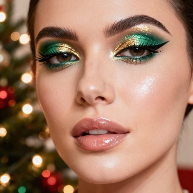 Emerald green eye makeup look