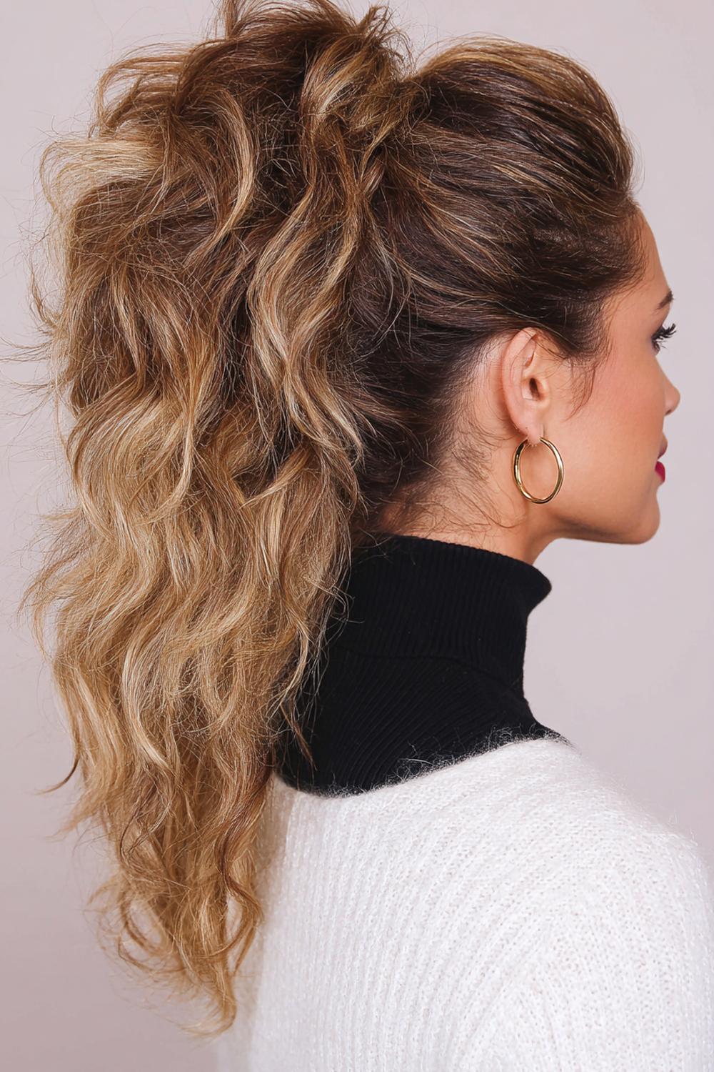 2. Everyday Hairstyles for Women: Textured High Ponytail with Lifted Crown