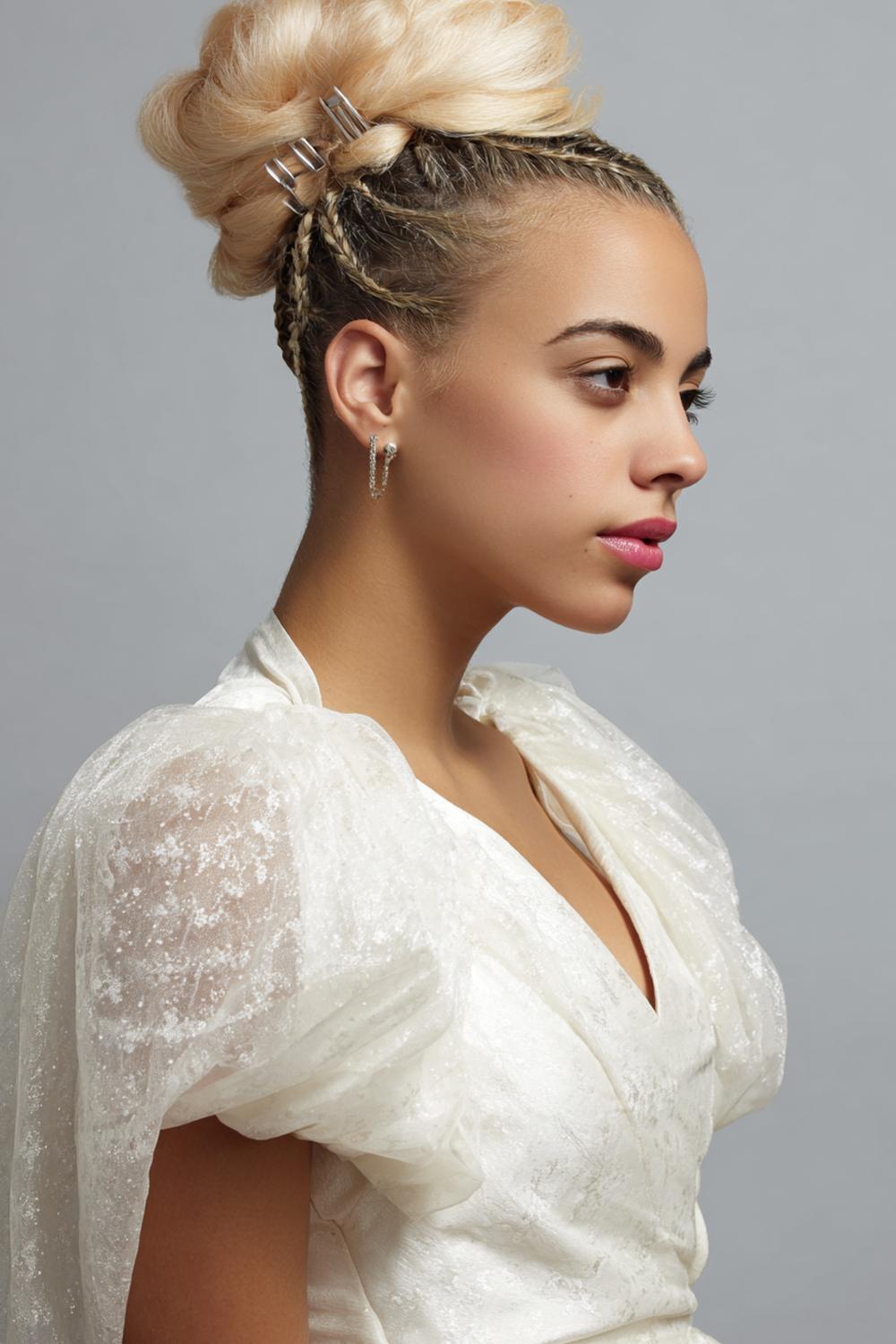12. Claw Clip Updo Hairstyle with Twisted Roll and Lifted Crown