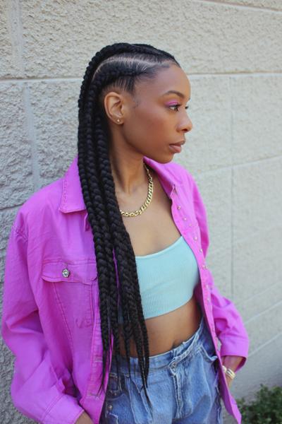 1. Sleek Center-Part Feed-In Braids for hairstyles braids black women ideas