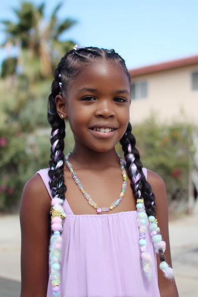 13. Playground-Ready Double Braids with Beads for hairstyles braids kids ideas