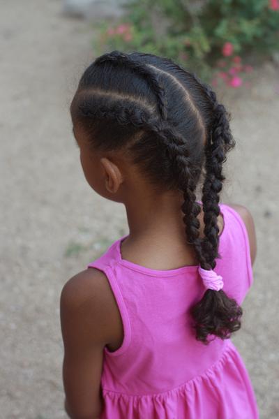 24. Crisscross Front Braids into Ponytail for hairstyles braids for kids ideas