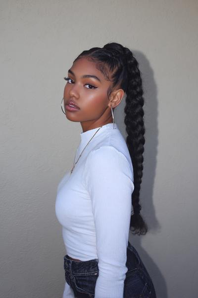 3. High Braided Ponytail with Laid Edges for hairstyles braids black women ideas