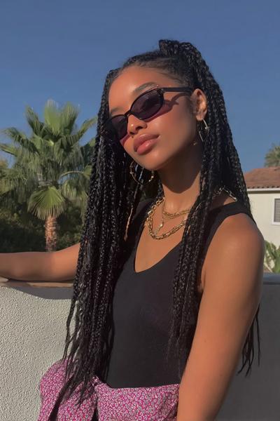 6. Boho Medium Length Set in Hairstyles Braids Knotless Style