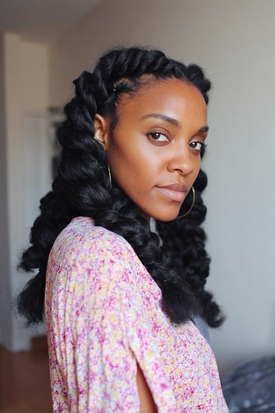 12. Chunky Braid-Out for Hairstyles for Black Women Natural Hair With Stretchy Waves and Rounded Ends