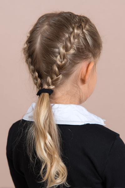 16. Braided Low Pony with Uniform-Friendly Part for hairstyles for kids for school ideas