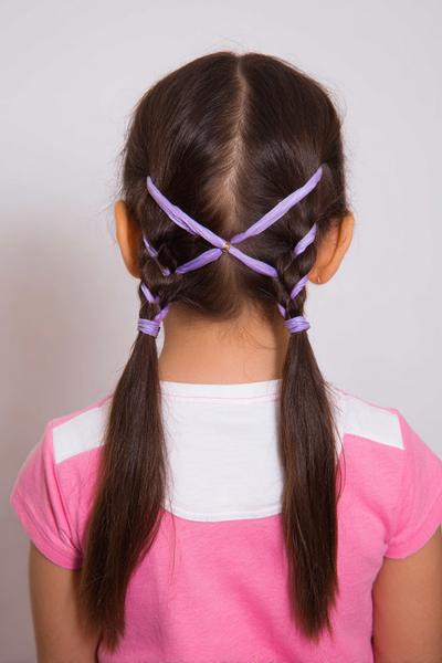 17. Crisscross Elastics into Pigtails for hairstyles for kids for school ideas