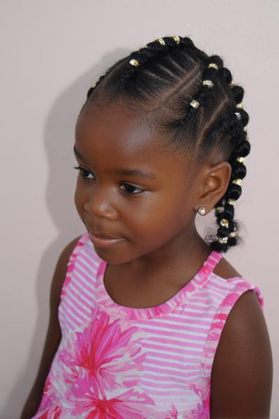 4. Beaded Side-Part Cornrow Sweep for hairstyles for kids black ideas