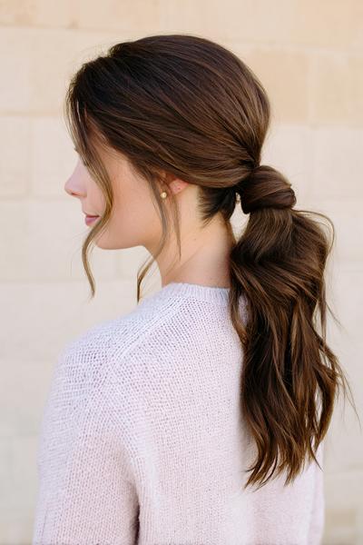 3. Textured Bubble Ponytail with Clean Parting for hairstyles for long hair easy ideas
