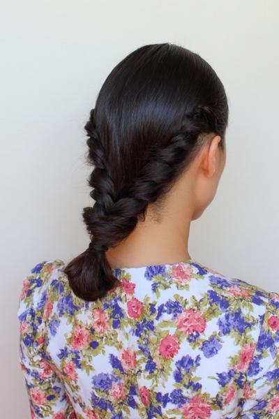 8. Low Braided Ponytail with Neat Nape for hairstyles for medium length hair school ideas