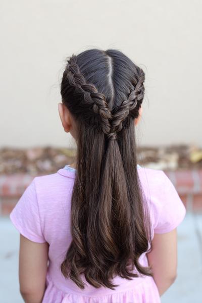 15. Waterfall Accent Braid with Low Pony Braid for hairstyles for school braids 4th grade ideas