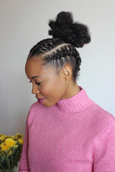 23. Pineapple Puff with Braided Perimeter for Hairstyles for School Braids Natural for hairstyles for school braids short hair ideas