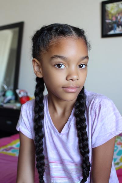 8. Crisscross Front Braids into Twin Plaits for hairstyles for school braids black kids ideas
