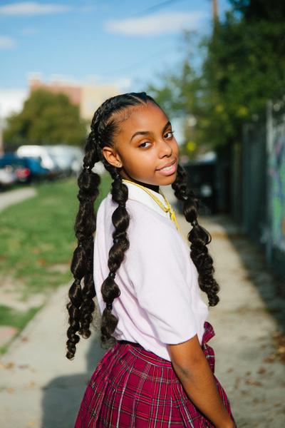 18. Curly Bubble Braids for Hairstyles for School Curly Hair Braids with Satin Ties and Soft Volume