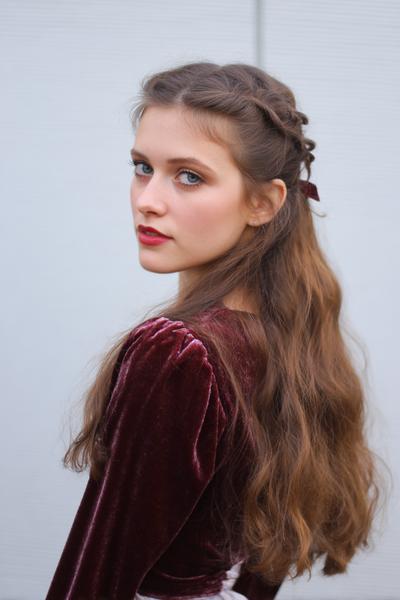 4. Velvet Ribbon Half-Tie for hairstyles for school down simple ideas