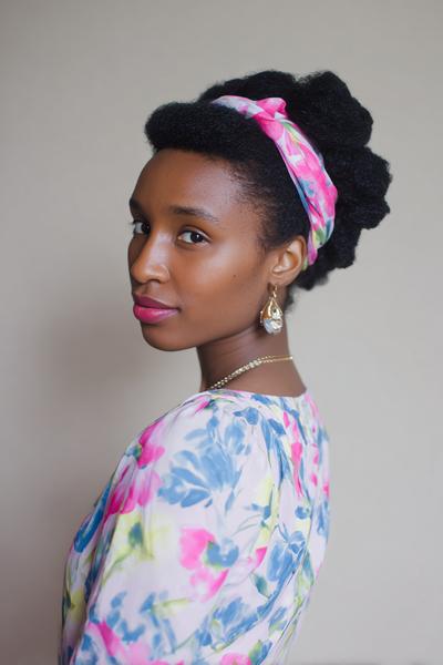 16. Low Bun With Scarf Wrap Hairstyles for School Easy Natural Hair With Satin-Friendly Hold