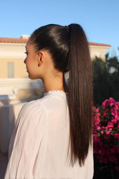 23. Sleek High Ponytail Hairstyles for School Easy Straight Hair With Wrapped Base Shine