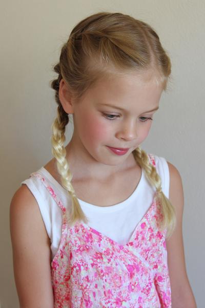 7. Side Swept Pigtail Braids Hairstyles for School Easy Kids With Neat Edges