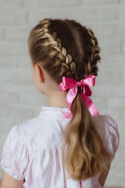 16. French Braid Crown With Ribbon Weave for hairstyles for school kids braids ideas