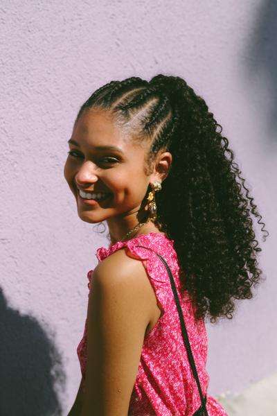 21. Cornrow Front with Curly Back for Hairstyles for School Natural Hair Black Vibes