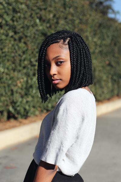 22. Box Braids Bob with Neat Parting for Hairstyles for School Natural Hair Black Style