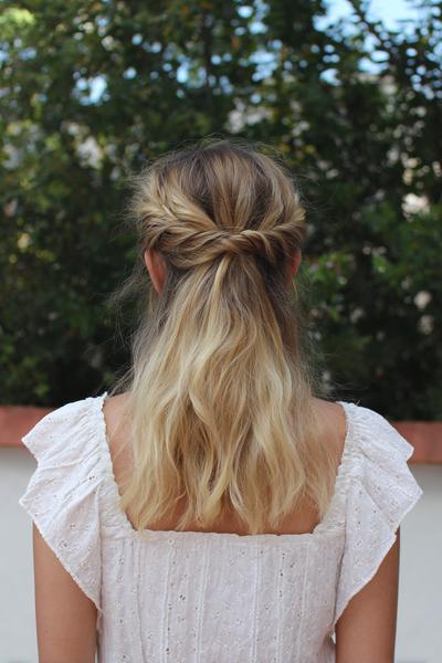 2. Mini Claw-Clip Half-Up Twist for hairstyles for school short hair easy ideas