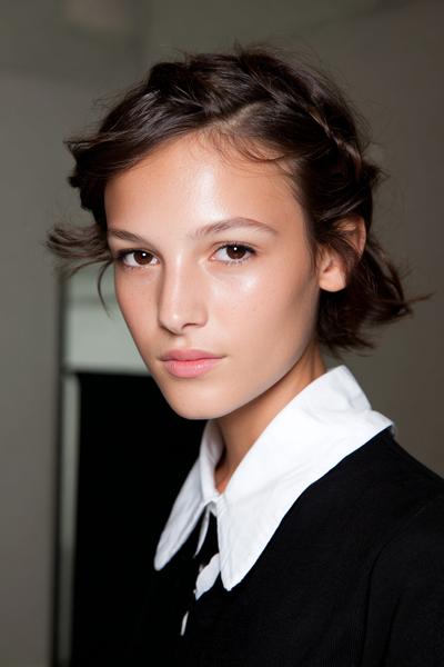 23. French Pin Twist for Hairstyles for School Short Hairs with a Glossy Finish