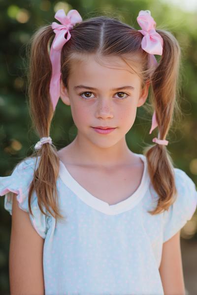 13. Kid-Friendly Double Pigtails with Soft Ribbon for hairstyles for school straight hair kids ideas
