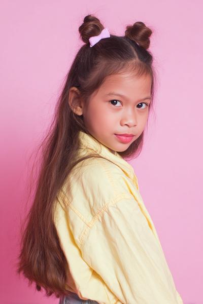 14. Kid Straight Hair Half-Up Mini Buns for hairstyles for school straight hair kids ideas