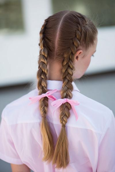 20. Neat Twin Braids with Even Parts for hairstyles for school ideas