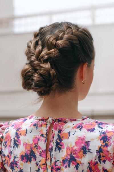 6. Double Dutch Braided Updo for hairstyles for school straight hair up ideas