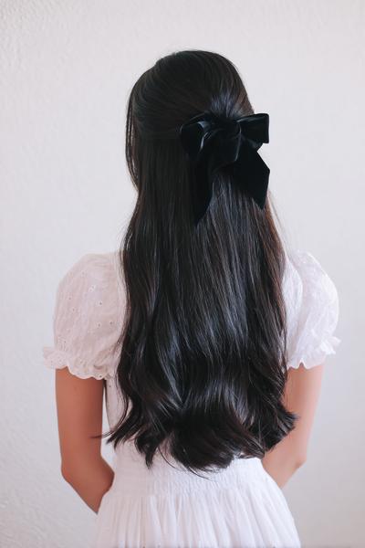8. Half-Up Bow Clip on Straight Layers for hairstyles for school straight hair down ideas
