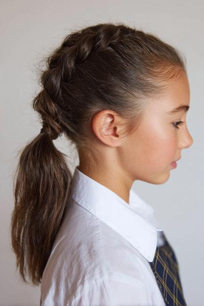 16. Side Braid Into Low Pony for Hairstyles for School Up Do Easy With a Textured Finish