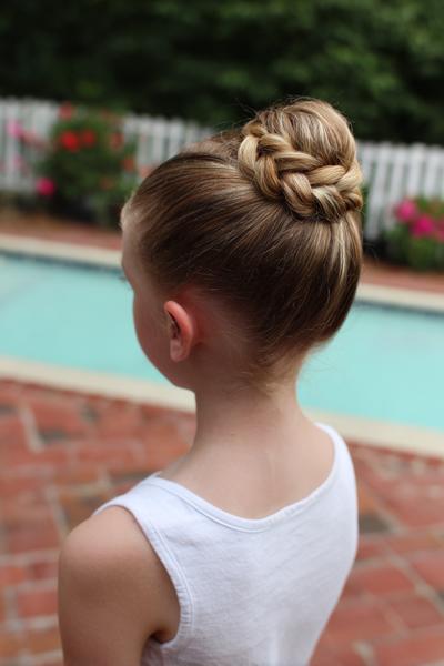 25. Braided Bun for Hairstyles for School Up Bun With a Wrapped Plait Detail