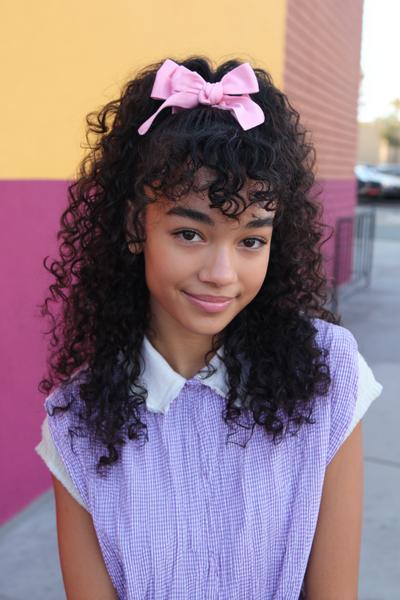 32. Curly Half-Up Puff for Hairstyles for School Up Curly With Defined Ringlets