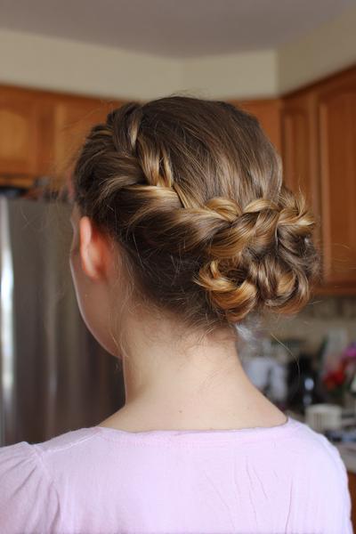 4. French-Braid-to-Bun Combo for Hairstyles for School Updos With a Neat Nape