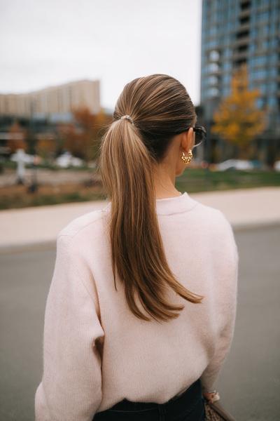 17. Glass-Hair Mid Ponytail for Hairstyles for School Straight Hair with Shine