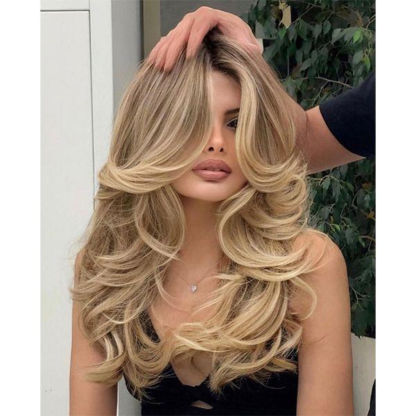 Long layered face framing blowout hair